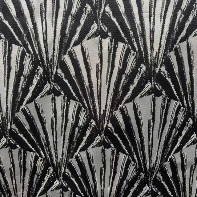 Gilded Breeze Black and Silver Art Deco Geometric Curtains 1