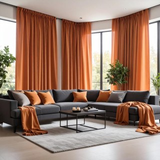 Fine Apricot Orange Matte Velvet Curtains