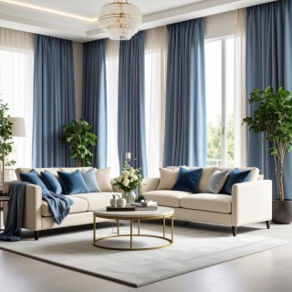 Fine Cadet Blue Velvet Curtain Drapes 2