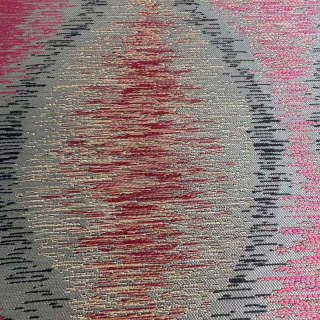 Ikat Ripples Black Magenta Red Geometric Curtains with Gold Details