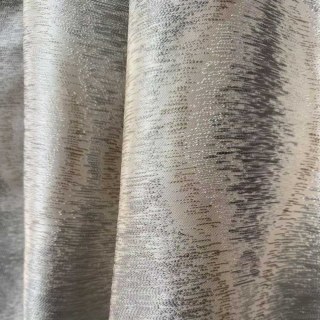 Ikat Ripples Gray and Cream Ogee Geometric Curtains with Silver Details 3
