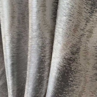 Ikat Ripples Gray and Cream Ogee Geometric Curtains with Silver Details 2