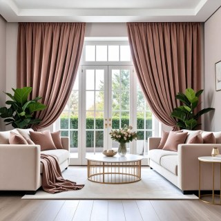 Premium Dusky Pink Velvet Curtain Drapes