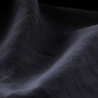 Provencal Style Pure Flax Dark Charcoal Gray Heavy Sheer Linen Curtain