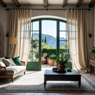 Provencal Style Pure Flax Linen Oatmeal Heavy Semi Sheer Curtain