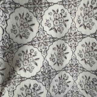Rose Medallion Heavyweight Black and White Floral Chenille Curtain 4