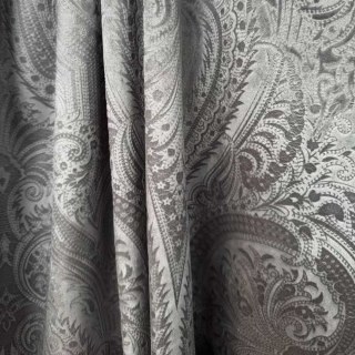 Royal Mirage Jacquard Charcoal Dark Gray Damask Velvet Curtain 2