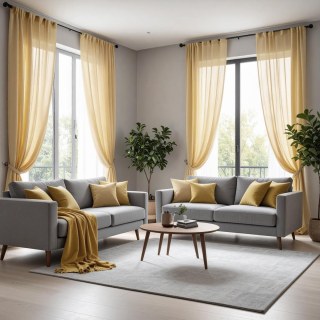 Smarties Champagne Yellow Soft Sheer Curtain