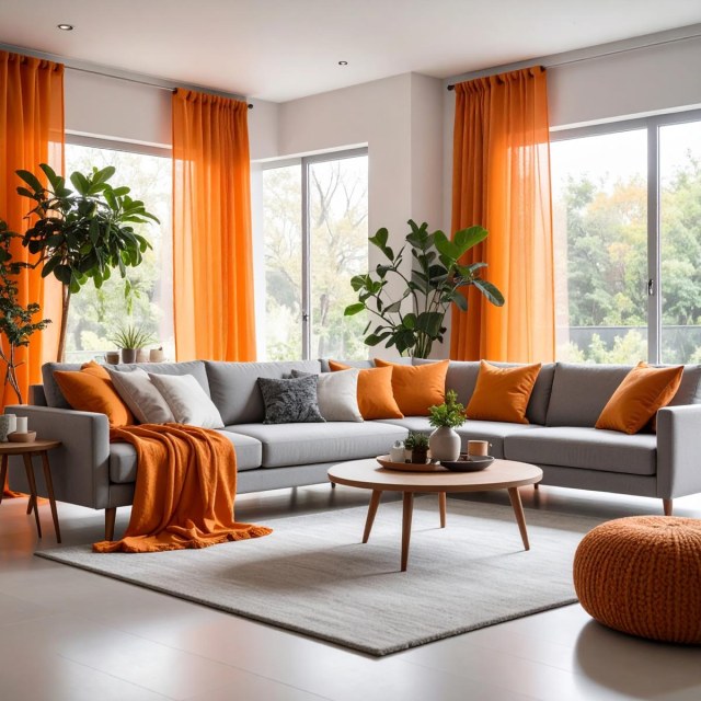 Smarties Orange Soft Sheer Curtain 1