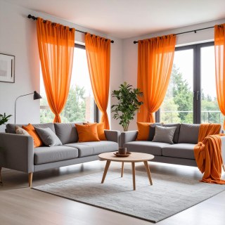 Smarties Orange Soft Sheer Curtain 2