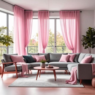Smarties Rose Pink Soft Sheer Curtain