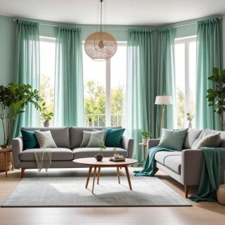 Smarties Soft Mint Green Duck Egg Sheer Curtain