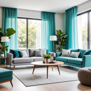 Smarties Turquoise Green Soft Sheer Curtain