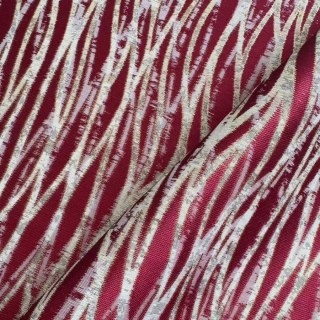 Woven Drift Abstract Geometric Red Curtains with Gold Details 3