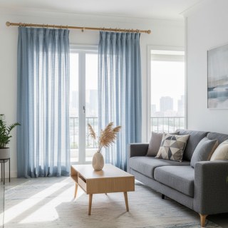 A Touch of Sunshine Haze Blue Sheer Curtain 2