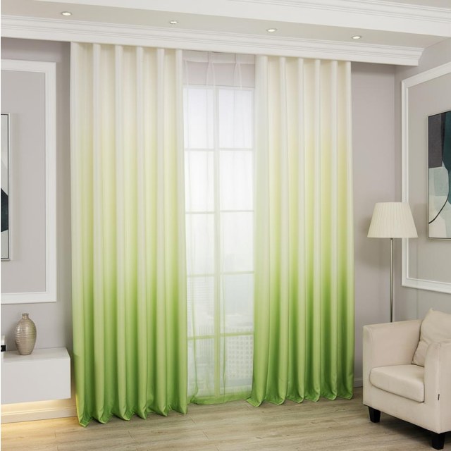 Candy Land Linen Style Green Ombre Curtain 1