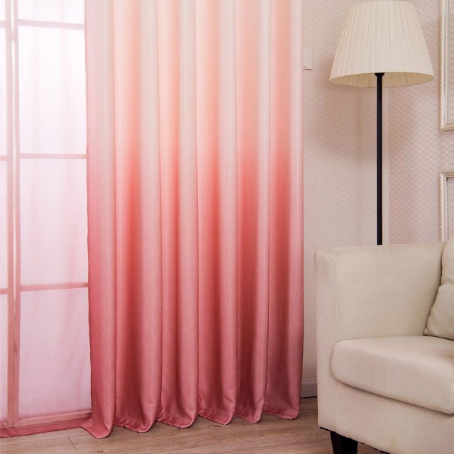 Candy Land Linen Style Pink Ombre Curtain 2