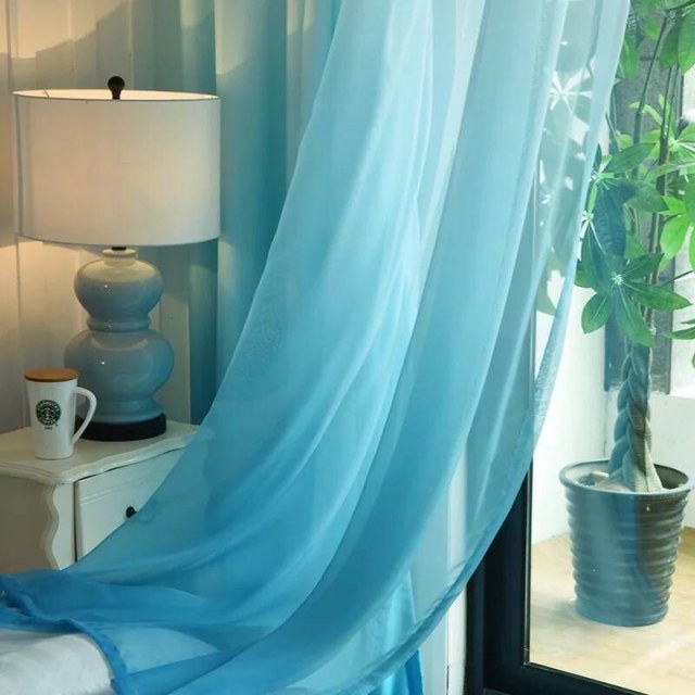 Candy Land Ombre blue Sheer Curtain 1