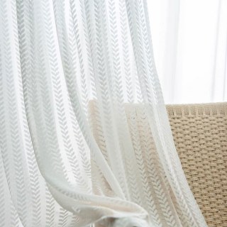 Chevron Stripe Jacquard White Sheer Curtain 2