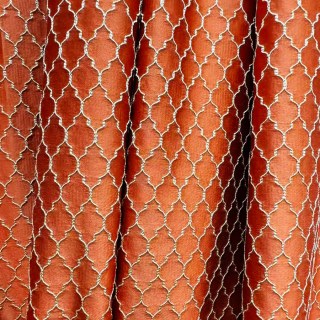 Fancy Trellis 3D Jacquard Orange Arabesque Curtains with Gold Details 2