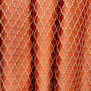 Fancy Trellis 3D Jacquard Orange Arabesque Curtains with Gold Details 1