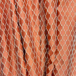 Fancy Trellis 3D Jacquard Orange Arabesque Curtains with Gold Details 4
