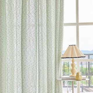 Ripple Wave Tweed Inspired Mint Green Glittery Voile Curtain 5