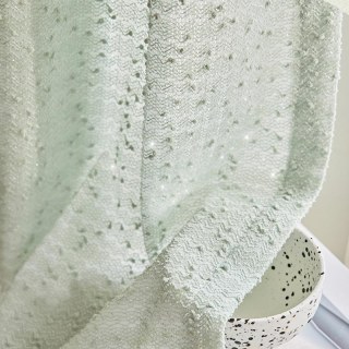 Ripple Wave Tweed Inspired Mint Green Glittery Voile Curtain 3