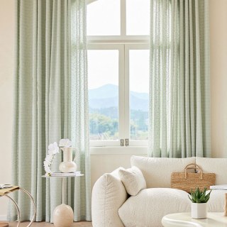 Ripple Wave Tweed Inspired Mint Green Glittery Voile Curtain 4