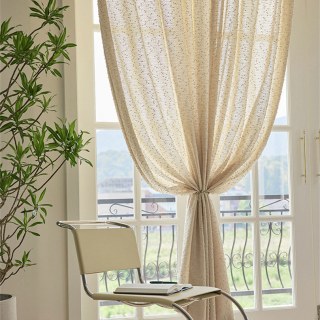 Ripple Wave Tweed Inspired Mocha Brown Glittery Voile Curtain 2