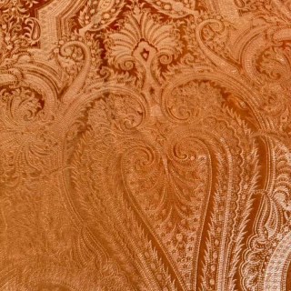 Royal Mirage Orange Damask Velvet Curtain