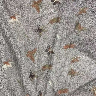 Winged Whisper Embroidered Butterfly Gray Mesh Net Curtain 1