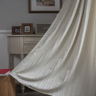 Boho Chic Cream Off White Fringe Striped Curtain
