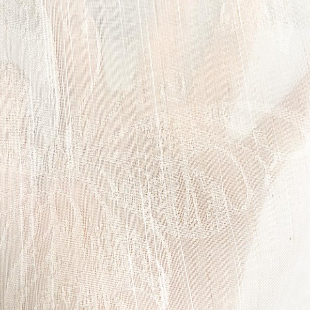 Gossamer Butterflies Ivory Striped Floral Sheer Curtain 1