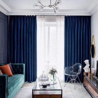 Lustrous Navy Blue Velvet Curtains