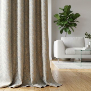 Aqualuna 3D Jacquard Duck Egg Pastel Blue Curtain with Gold Herringbone Details 3