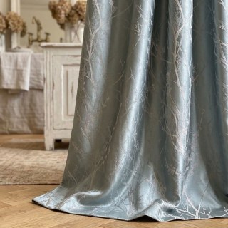 Blossom Branches Duck Egg Blue Abstract Floral Curtain