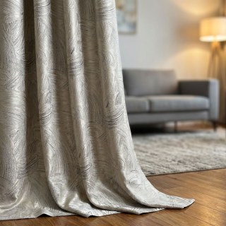 Brushscape Abstract Cream Champagne Curtain with Metallic Sheen