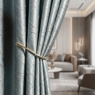 Capriccio Luxury 3D Jacquard Geometric Duck Egg Blue Curtain Drapes 3