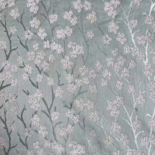 Cherry Blossoms Mint Green Floral Chenille Blackout Curtain 7