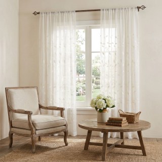 Creeper's Whisper Embroidered Leaf Ivory White Sheer Curtain 3