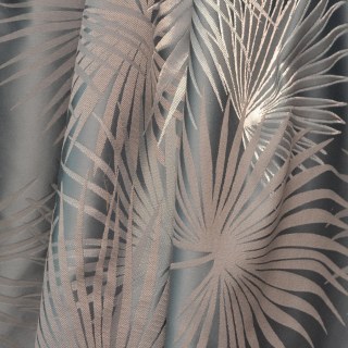 Fan Palm Silhouette Duck Egg Blue Tropical Leaves Curtain