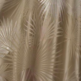 Fan Palm Silhouette Mocha Light Brown Satin Tropical Leaves Curtain 5
