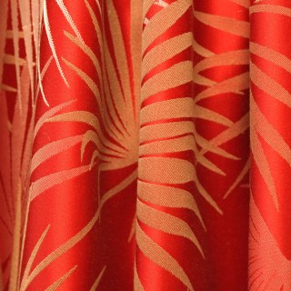 Fan Palm Silhouette Red Tropical Leaves Curtain 4