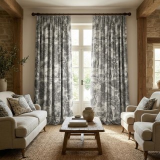 Forest Tale Toile de Jouy Bear Leopard Owl Gray Blackout Animal Chenille Curtains 3