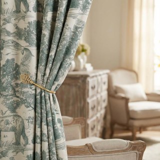 Forest Tale Toile de Jouy Bear Leopard Owl Matcha Green Blackout Animal Chenille Curtains 2