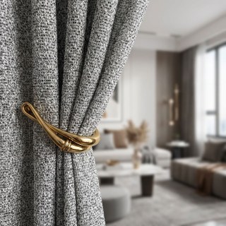 French Chic Black & White Heavy Semi Sheer Curtain