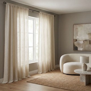 French Chic Cream Off White Heavy Semi Sheer Curtain 3