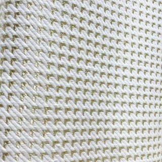 Gilded Houndstooth Ivory White Geometric Chenille Curtain with Gold Glitters