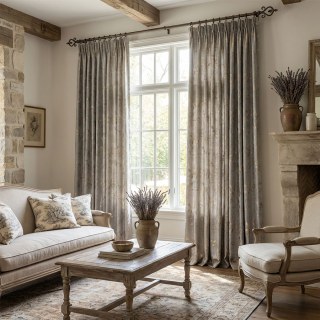 Golden Grove Luxury Jacquard Silky Gray and Gold Curtain 4